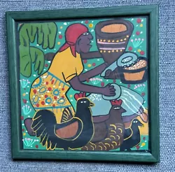 Buy African Original Folk Art Oil Painting On Wood Tinga Tinga Bright Colourful • 45£