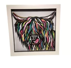 Buy Highland Cow Pop Art Picture, 3d Layered , Framed , Handmade • 22.99£