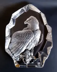Buy LARGE 7.5  Mats Jonasson Bald Eagle Paperweight Glass Ice Sculpture Signed • 49.13£