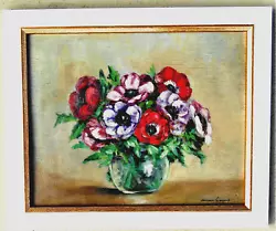 Buy Oil On Canvas:ANEMONES. 1960s. Signed. • 38.54£