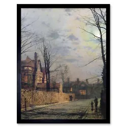 Buy John Atkinson Grimshaw Paintings Moonlit Street Scene Painting Framed Art Print • 24.99£