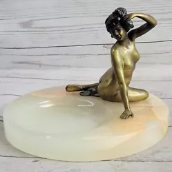 Buy Milo Nude Woman Onyx Marble Ashtray Bronze Statue Erotic Art Deco Sculpture • 552.35£