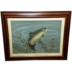 Buy Watercolour Rainbow Trout Fish Leaping To Catch Dragonfly By Ralston Gudgeon • 1,200£