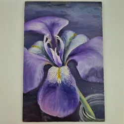 Buy Attributed To Margaret J Pleasance Oil On Board Violet Iris Flower • 49£