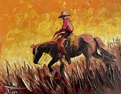Buy Cowboy Horse Landscape Impressionism Original Oil Painting Dorothy Laz Fm23 • 45.48£