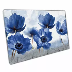 Buy Blue Oil Painting Style Abstract Flowers Wall Art Print On Canvas Print Picture • 9.70£