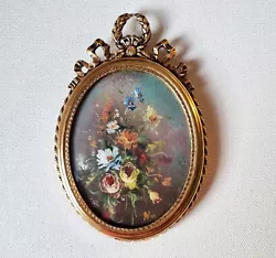 Buy VINTAGE Hand Painted Miniature - Framed Original Painting FLORAL FLOWER BOUQUET • 60£