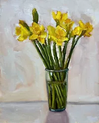 Buy Daffodils Painting Bouquet Oil Painting Still Life Wall Art 8x10 Inch • 94.10£