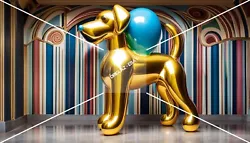 Buy Gold Balloon Dog Art Deco Digital Image Picture Wallpaper Background Desktop Art • 1.41£