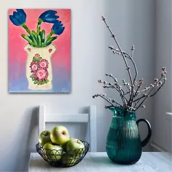 Buy SALE Original Painting Flowers Vase  Canvas Art By Kim Magee Country Still Life • 27.11£