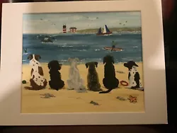 Buy Dogs Art. Painting. Acrylic 6 Dogs On The Beach . 16” By 12”. Mounted. • 60£