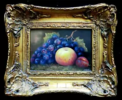 Buy Original James Allen Still Life Oil Painting - Fruit, Apples Grapes Plum, Framed • 149.99£