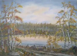 Buy Unframed Original Oil On Board Autumnal Landscape Silver Birch Trees Loch Lake • 19.99£