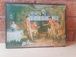 Buy Vintage 5 Huntsmen By Open Fireplace Colour Painting Print Copy With Glass • 2£