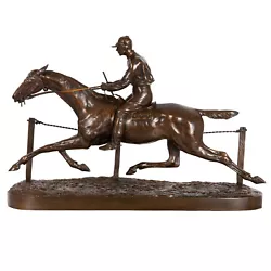 Buy French Bronze Sculpture Of Jockey On Race Horse By H.R. De Vains • 4,617.75£