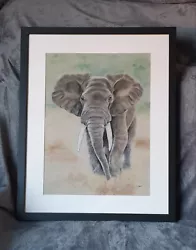 Buy Large Elephant Pastel Painting By Artist Tracey Earl Mounted & Framed 20 × 16  • 60£