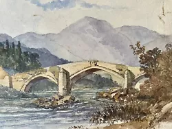 Buy Antique Watercolour Painting - Bridge Over A River, H. E. Finch, C19th • 10£