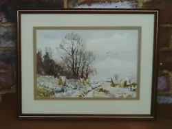 Buy Vintage 1994 Framed Watercolour Painting Of A Snow Covered Rural Country  Scene • 18£