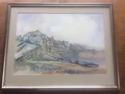 Buy Signed Watercolour Painting NE England Scottish Coastal Scene Fishing Village • 145£