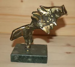 Buy Vintage Hand Made Bronze Abstract Modernist Fish Figurine With Marble Base • 157.09£