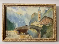 Buy Landscape Watercolour Painting, Alps / Alpine Framed & Glazed, Signed Dated 1910 • 22£