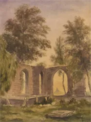 Buy David Cox Jnr. ARWS (1809-1885) - Signed Watercolour, Ruins In The Woods • 148£