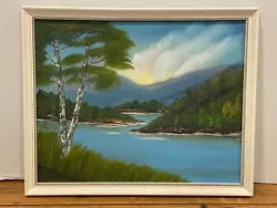 Buy Bob Ross Style Wet On Wet Mountain & Lake Landscape Oil Painting- 18 X 21  • 66.12£