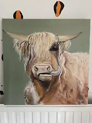 Buy Highland Cow Orginal Painting On Canvas • 75£