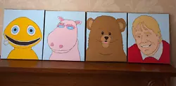 Buy Rainbow Bungle Zippy George Geoffrey Canvas Painting Kids 80s TV UK • 20£
