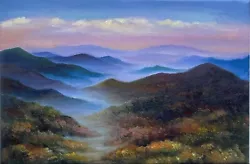 Buy Original Oil Painting Smoky Mountains Art Blue Ridge Painting National Park Art • 173.25£
