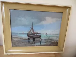 Buy Scandinavian Oil On Canvas Seaside Boat Painting By Erik Elkan Nautical Framed • 74.99£