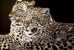 Buy Two Leopards Original Large Pastel Painting Wall Decor Portrait ART SIGNED • 1,000£