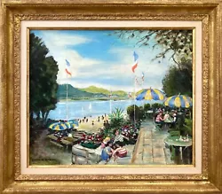 Buy  Cafe By The Beach In The Summer  Impressionist Oil Painting Canvas With Figures • 6,324.86£
