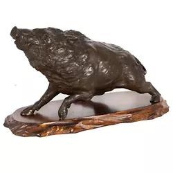 Buy Japanese Meiji Bronze Okimono Of A Wild Boar By Akasofu Gyokko • 6,492.89£