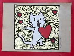 Buy Keith Haring (Handmade) Drawing - Painting On Old Paper Signed & Stamped • 104.56£