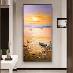 Buy Mintura Handmade Boat Landscape Oil Painting On Canvas Large Wall Art Home Decor • 232£
