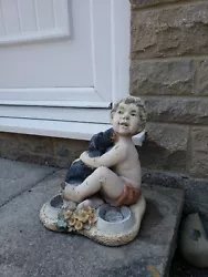 Buy Sculpture For Garden Boy With Dog Heavy  • 13£