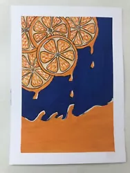 Buy SALE REDUCED Original Watercolour GOUACHE Painting Illustration Oranges  6” X 4” • 1.99£