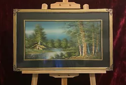 Buy Original Oil Painting Cabin In The Woods Art In Gold Frame • 34.99£