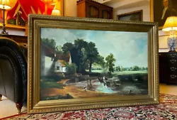 Buy The Haywain, After John Constable - RARE HUGE ANTIQUE LANDSCAPE OIL PAINTING • 1,550£