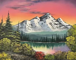 Buy Bob Ross Style Original Landscape Oil Painting “Towering Peaks” 16x20 In • 189.45£