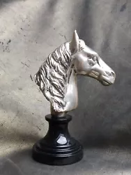 Buy Vintage Silver Plate Horse Head Marble Plinth Sculpture Equestrian Paperweight • 29.99£