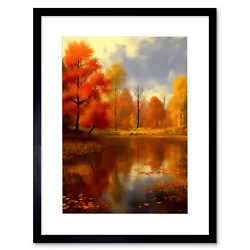 Buy Autumn On Steroids Painting Trees By Lake Landscape Framed Art Print 12X16 • 26.99£