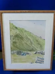 Buy Original Ink And Watercolour Of Cliff Beach Felixstowe Suffolk By By T.Nickels • 14.99£