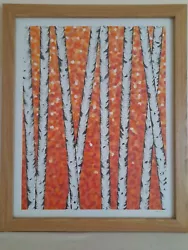 Buy Original Acrylic Painting Semi- Abstract Pointillism Silver Birch Trees • 45£