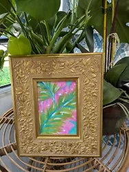 Buy Gold Frame Original 10 X 13 Tropical Palm Banana Leaf Painting On Canvas • 41.34£