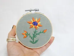 Buy Sunshine Flower Original Hand Embroidery Art - 11cm / 4  • 20£