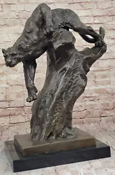 Buy Bronze Sculpture Art Deco Black Panther Animal Statue Jaguar Figurine Leopard NR • 1,184.51£