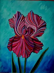 Buy Canadian Artist....Acrylic On Canvas....Iris Close-up • 2,862.22£