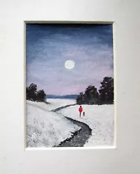Buy Aceo Original Hand Painted Signed  Winter Walk  Landscape Mini Painting • 7£